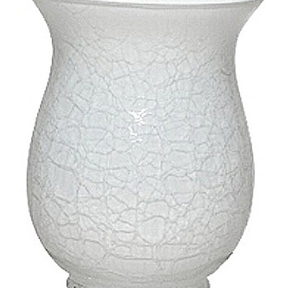 Box of 2 Tall Snow White Crackle Glass Candle Holders, 5 1/2" h x 4 1/2" d NEW - Picture 2 of 7